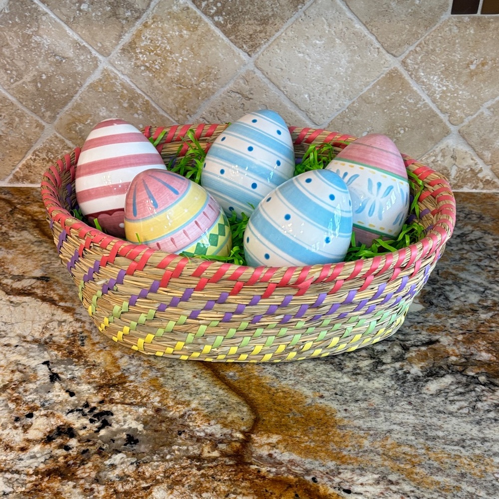 Andrea By Sadek Porcelain Painted Eggs -Set of 5